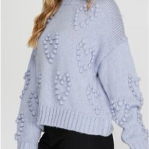 Light Blue Heart Pattern Sweater